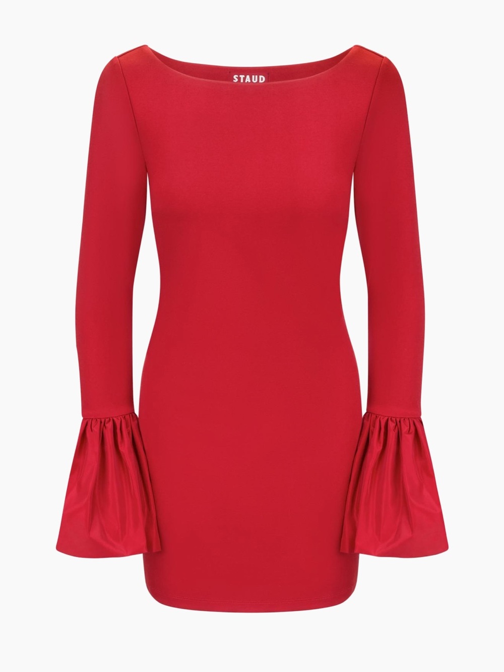 STAUD red Hawthorne bell-sleeves minidress. small. Nwt